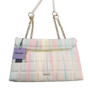 House of Want H.O.W. We Step Up Shoulder Bag in Sunset Stripe Pastel NEW